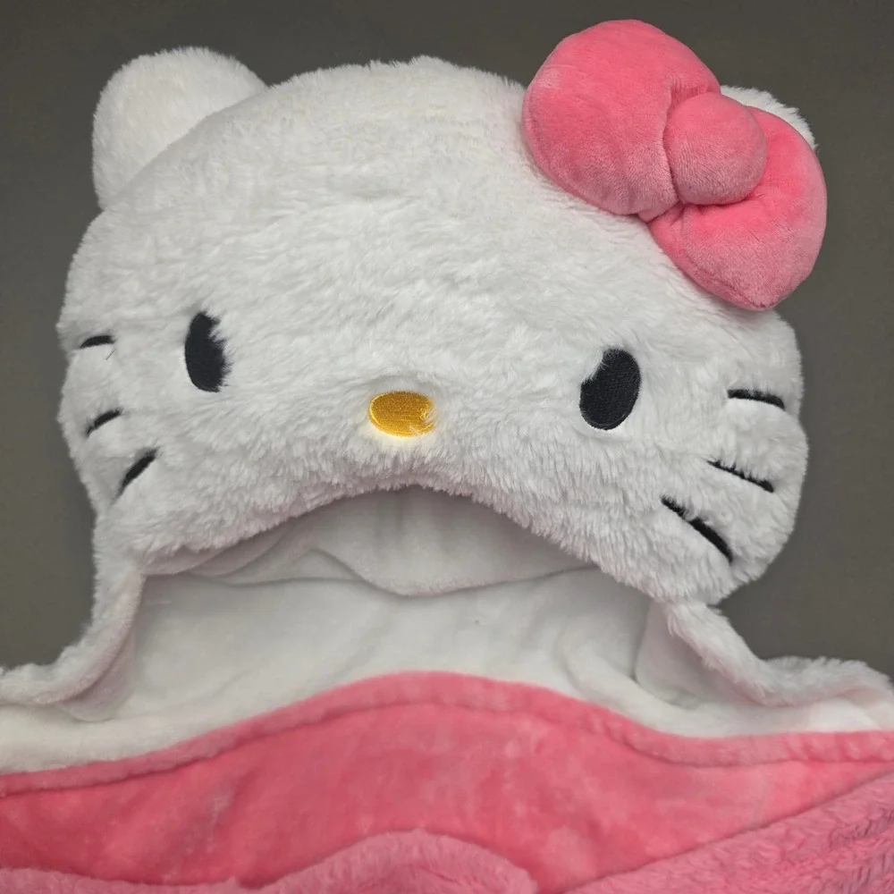 Hello Kitty Pink Faux Fur Hooded Throw Blanket Sanrio Franco Manufacturing Co